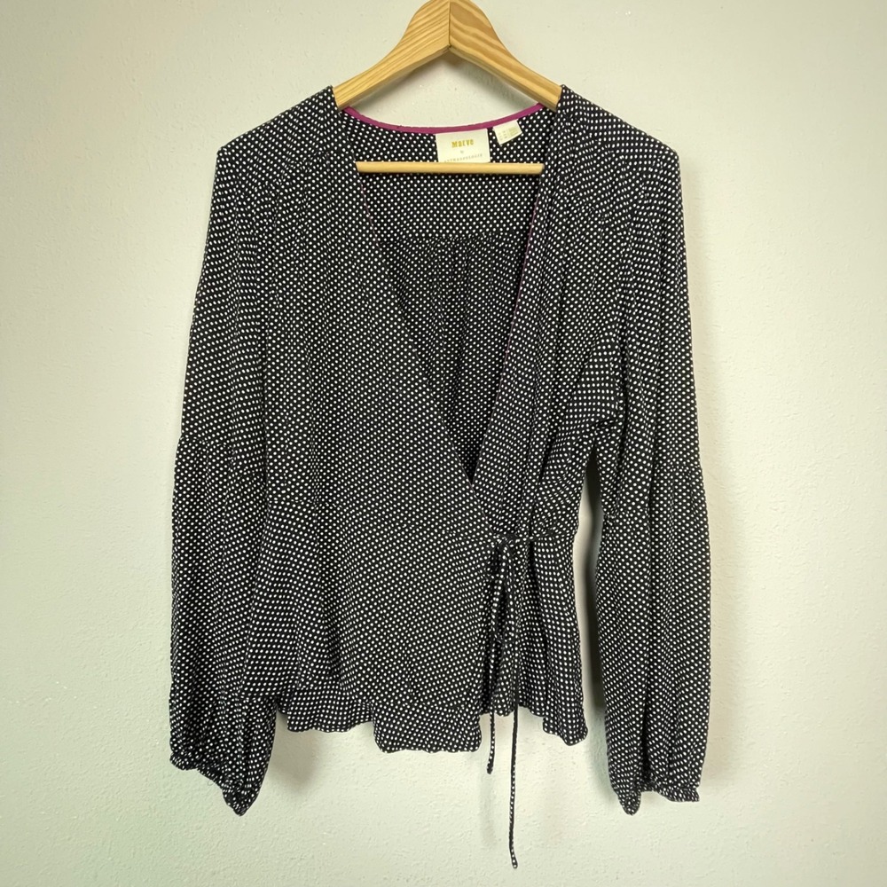 Maeve Black Dot Wrap Blouse